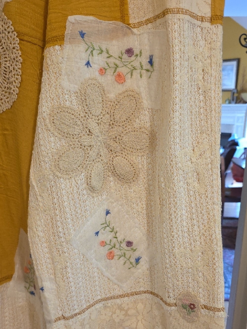NWOT POL Patchwork Crochet Embroidered Wide-Leg Pants - Picture 2 of 3